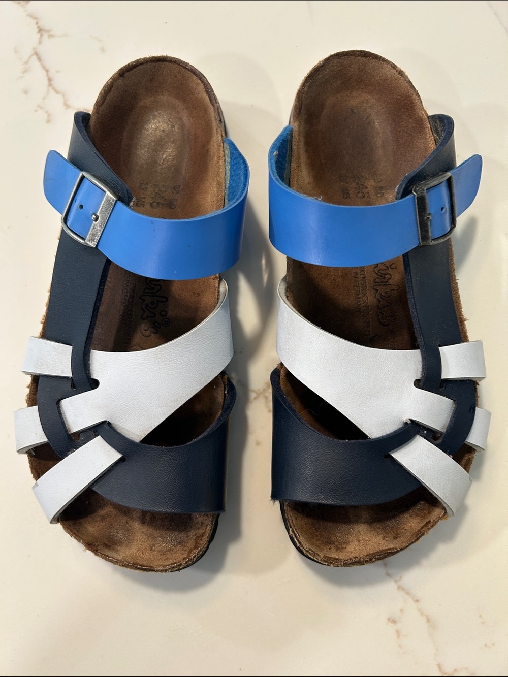 Birkenstock Pisa Women’s Navy, White & Bright Blue Strappy Sandals